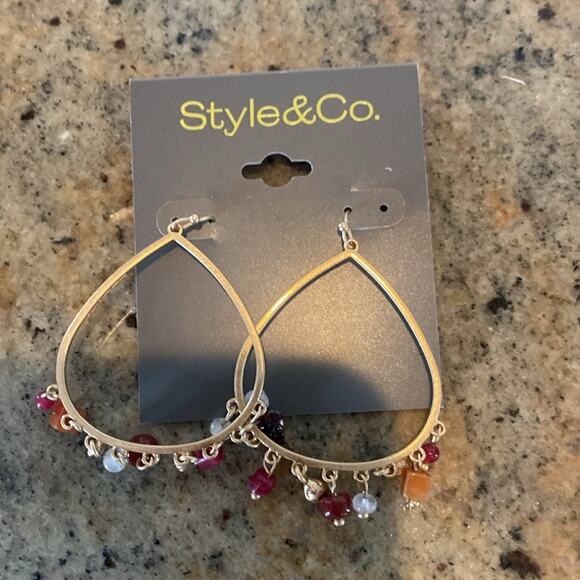 Style & Co. Red Beaded Teardrop Dangle Earrings - Picture 3 of 6